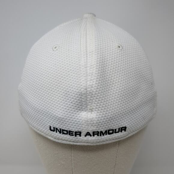 Under Armour Fitted Baseball Cap White Large Embroidered Vented Holes 6 Panel - Picture 6 of 9